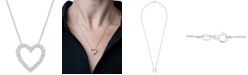 Macy's Diamond Heart 18" Pendant Necklace (1/10 ct. t.w.) in Sterling Silver